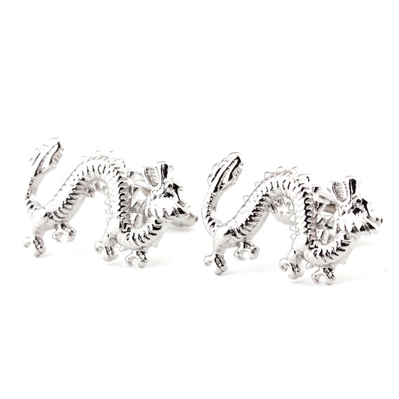 Dragon shape Chinese style solid color metal men's cufflinks French shirt cufflinks_voghion.com