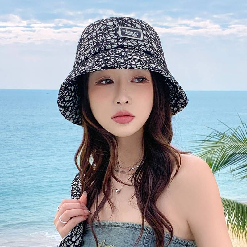 Spring New Hat Female Fashion Letters Marked Fisherman's Hat Summer Hollow Breathable Sun Shading Face Small Basin Hat._voghion.com