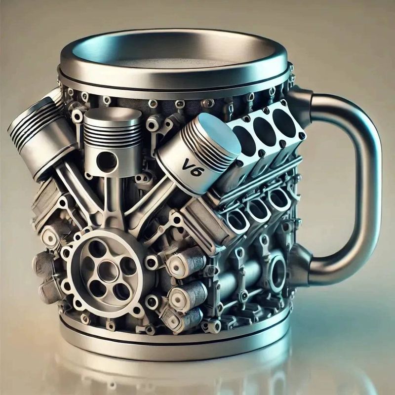 Engine V8 Cup V6 Engine Creative Mug Resin Craft Design Cup Three-dimensional Cup_voghion.com