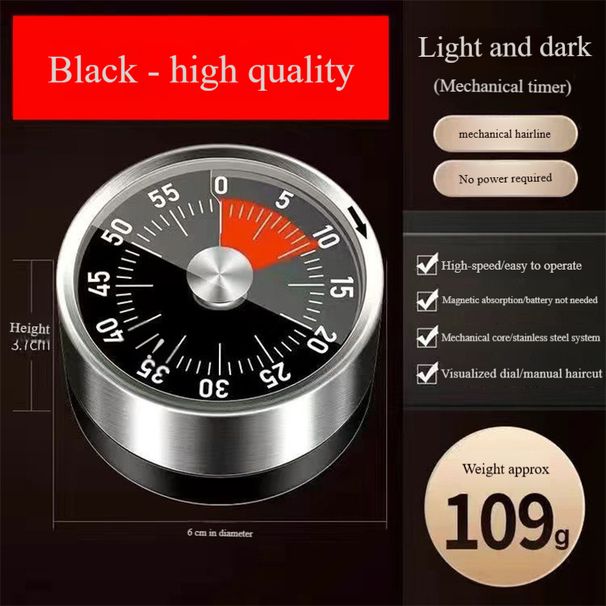 Timer da cucina in acciaio inox con magnete - Timer meccanico con conto alla rovescia per cucinare, cuocere al forno, preparare le uova e usare in ufficio (60 minuti, allarme forte, retro magnetico)_voghion.com