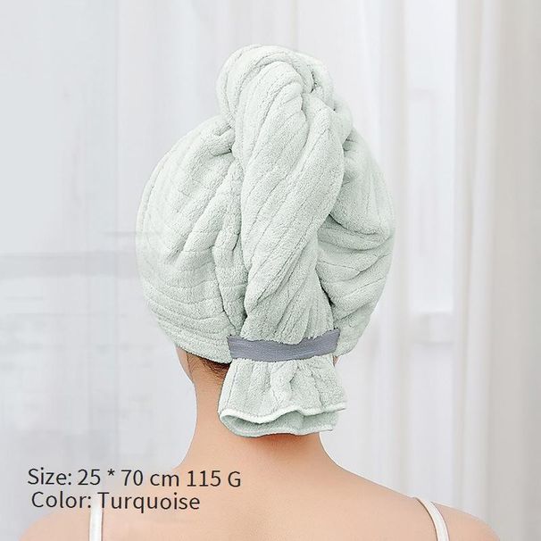 Asciugamano avvolgente per capelli in pile di corallo Sanli - Cuffia per asciugamano da bagno ultra assorbente per donna, turbante per capelli morbido e ad asciugatura rapida con motivo a righe_voghion.com