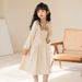 Girls Dress 2023 New Autumn Dress Girls Fashionable Middle and Big Children Lace Bow Tie Long Sleeve Casual Skirt_voghion.com