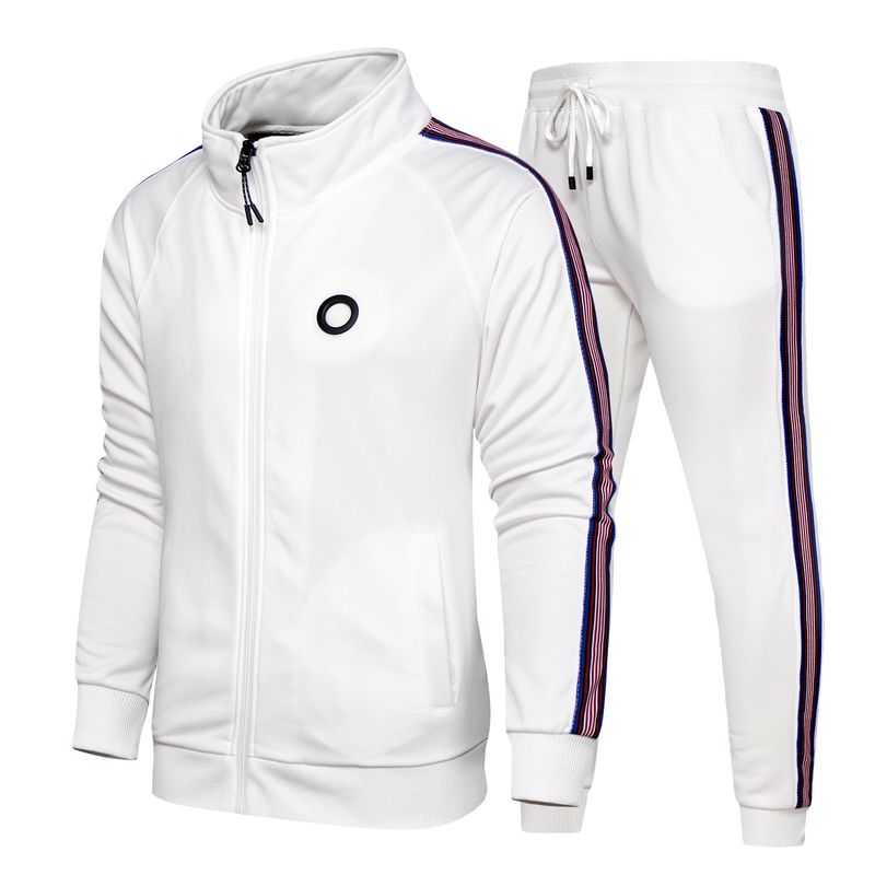 Men's Clothing Spring and Autumn Men's Sports Suit Large Size Cardigan with Contrasting Lines, Fashionable, Casual and Comfortable Two Piece Set_voghion.com