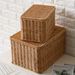 Caja de estilo europeo Pulan con tapa para dormitorio, organizador de ropa, cesta de exterior tejida de ratán, armario_voghion.com