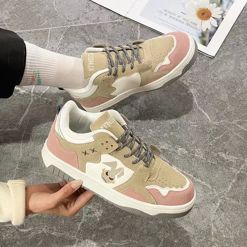 2024 Spring ins Grey Pink Color blocked Trendy German Training Male Ulzzang Harajuku Student Sports Board Shoes_voghion.com