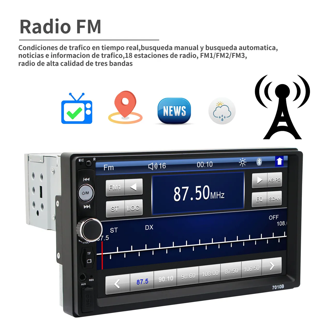 7010 auto s jedným dokom MP5 prehrávač auto Bluetooth MP4 MP5 všetko v jednom stroji spätný obrázok auta_voghion.com