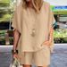 Women's fashion temperament loose short-sleeved shorts two-piece set_voghion.com