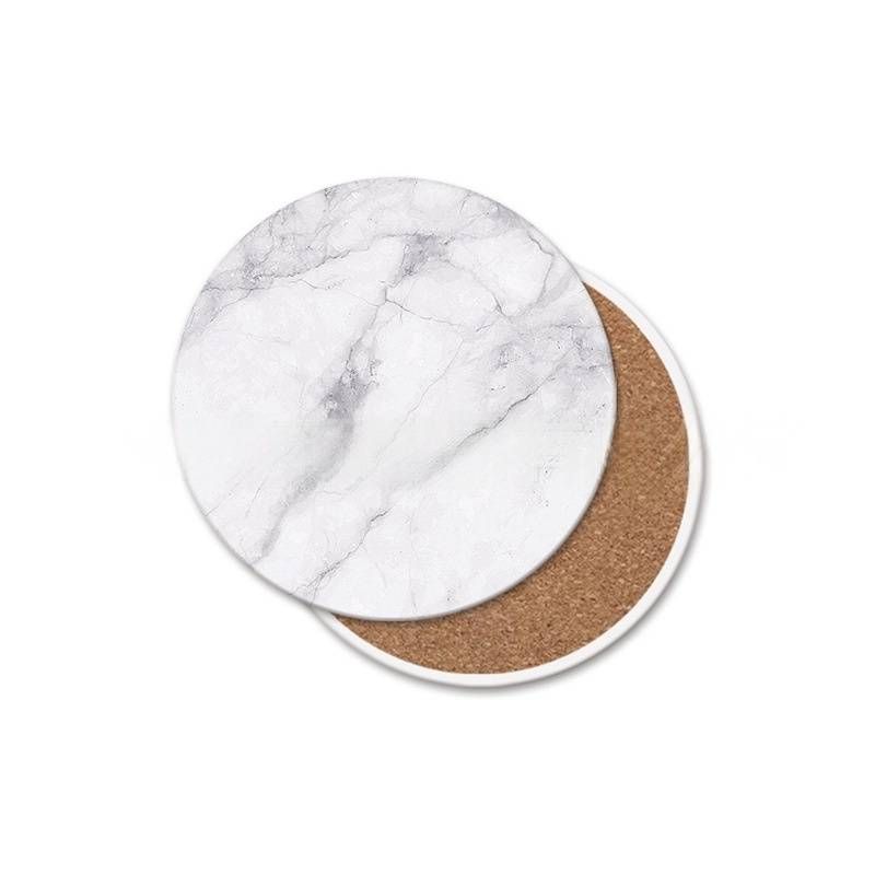 Premium White Marble Ceramic Coasters - 6/8-Piece Set With Metal Holder | Eco-Friendly Absorbent Drink Coasters For Home & Office_voghion.com