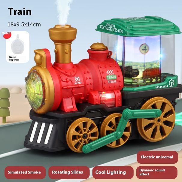 Interactive Steam Train & Dinosaur Toy Set – LED Lights, Music, Spray Mist & Motion Sensor Control (Educational Electric Toy For Kids 4-6 Years)_voghion.com