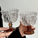 Brown Retro Crystal Ice Cream Cup Ins Style High Aesthetic Relief Dessert Cup Glass High Footed Cup Ice Cream Cup_voghion.com