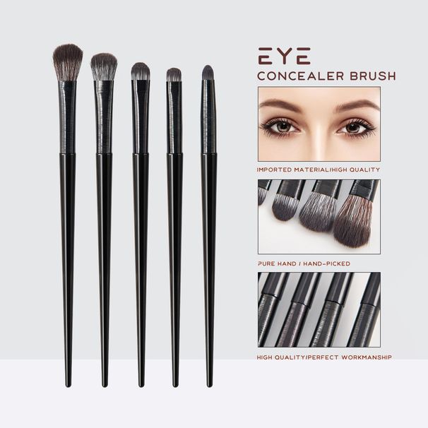 10-Piece Black Eye Makeup Brush Set Professional Eyeshadow Brush Angled Eyeliner Brush Blending Brush Highlighter Brush Kit_voghion.com