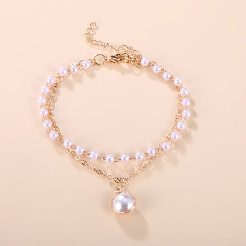Collana con ciondolo di perle a doppio strato semplice giapponese e coreano retrò, collana corta versatile di nicchia_voghion.com