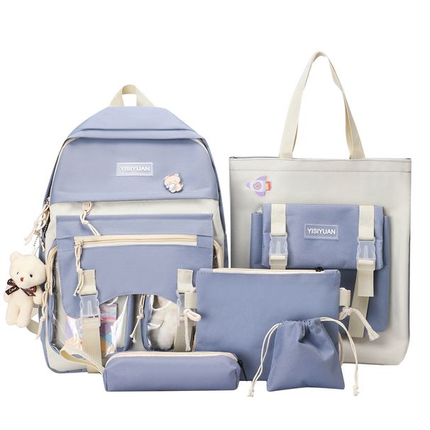 Damentaschen für Frauen, lässiger Mutter-Kind-Taschen-Fünf-teiliges Set für Mittel- und Oberstufenschüler, lässiger Schulranzen mit großer Kapazität_voghion.com