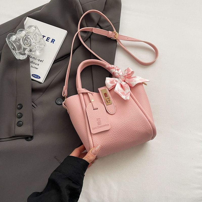 Borsa a mano con chiusura francese tinta unita per donna 2024 nuova borsa a tracolla elegante con tracolla singola e fiocco a farfalla_voghion.com