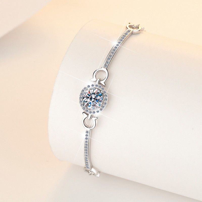 Βραχιόλι Moissanite Brilliant As The Stars Βραχιόλι Mobius One Carat Fashion S925 Ασημένιο κόσμημα χεριών_voghion.com