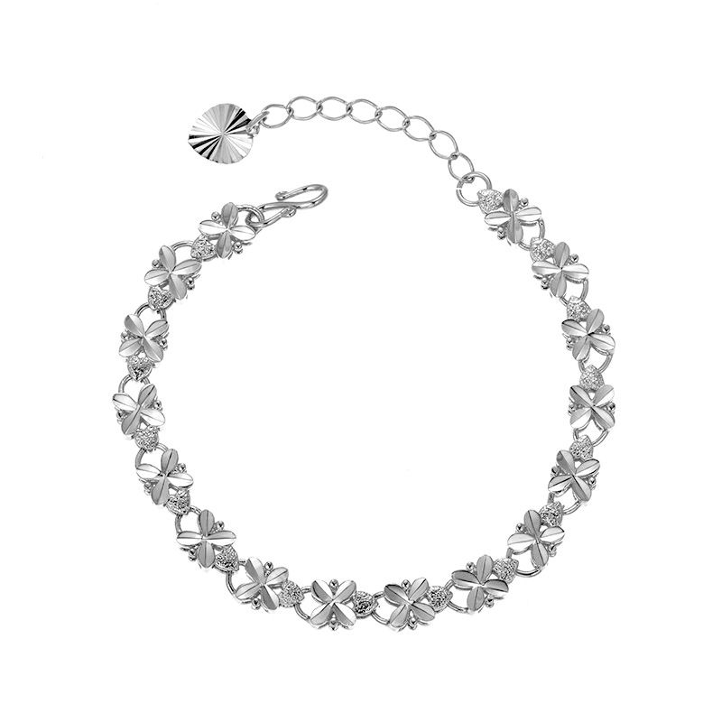 Braccialetto a quadrifoglio per donna, in lega placcata in oro, realistico, con accessori di lusso di alta gamma._voghion.com