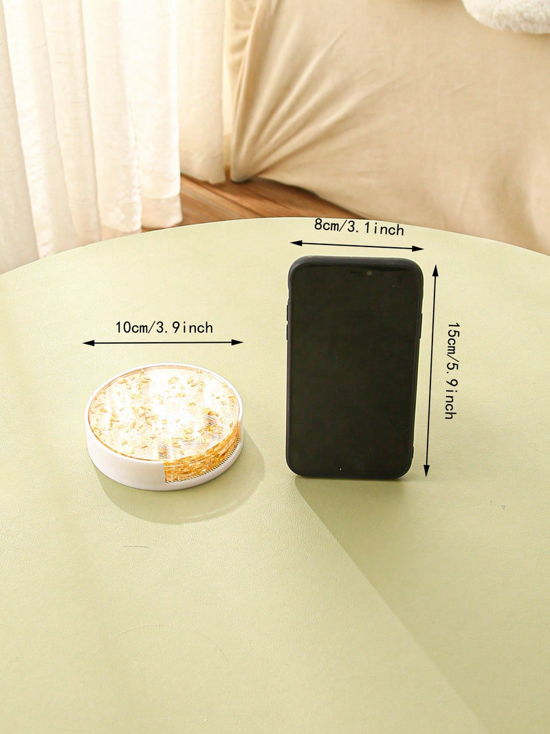 6 gold foil detail coasters and a storage box_voghion.com
