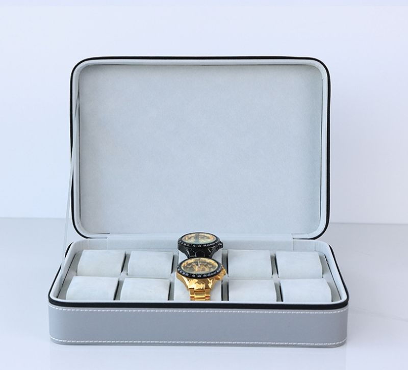 Borsa porta orologi con cerniera in pelle PU da 6 bit, 10 bit e 12 bit, scatola porta orologi all'ingrosso, scatola porta gioielli_voghion.com