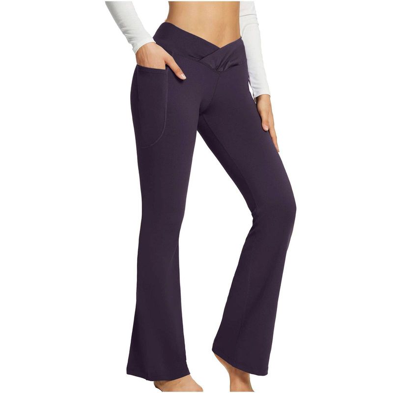 Women's Leggings Slim Yoga Pants Women's High Waisted Wide Leg Pants Sports Bell Bottoms Breathable Quick Dry Bottom_voghion.com