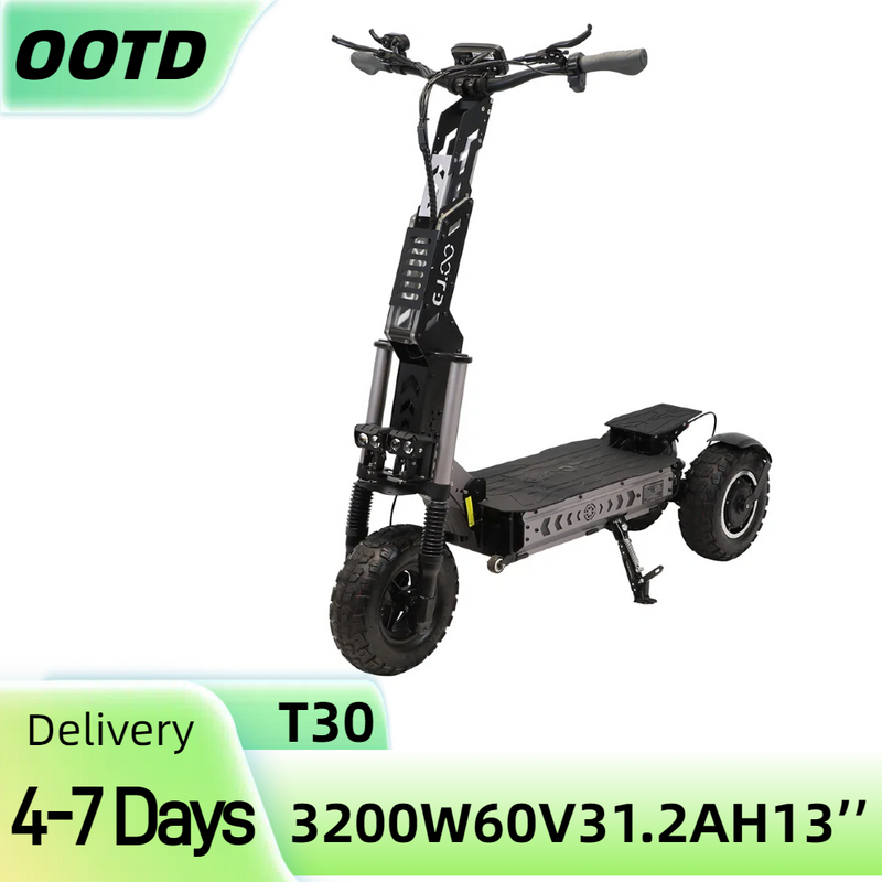 OOTD T30 Trotineta electrica de teren cu 3 roti Motoare duale de 1600W Trotineta electrica de 13 inchi pentru adulti 60V 31.2AH_voghion.com