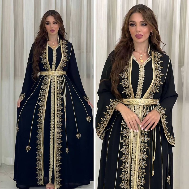 Ensemble deux pièces brodé à manches longues pour femme_voghion.com