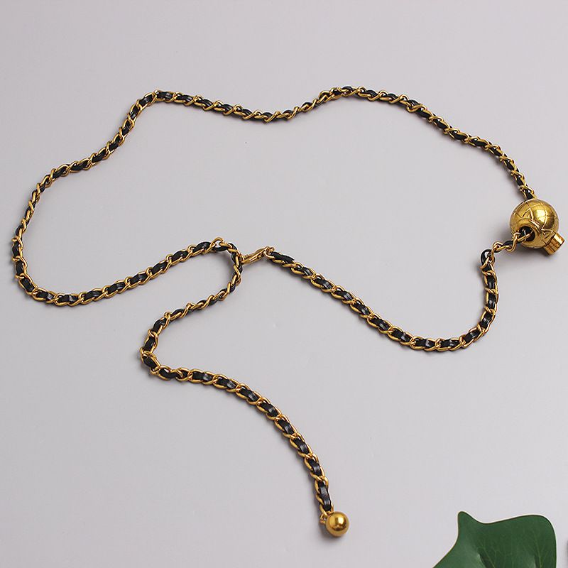 Xiaoxiangfeng chain waist chain new trendy women's belt versatile retro small gold ball adjustable dress with small chain_voghion.com