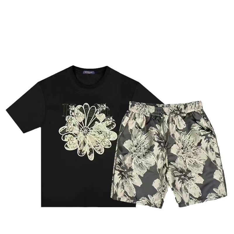 Ensemble haut et short deux pièces pour homme, mode décontractée, léger, luxe, personnalisé, imprimé, beau, été 2024_voghion.com