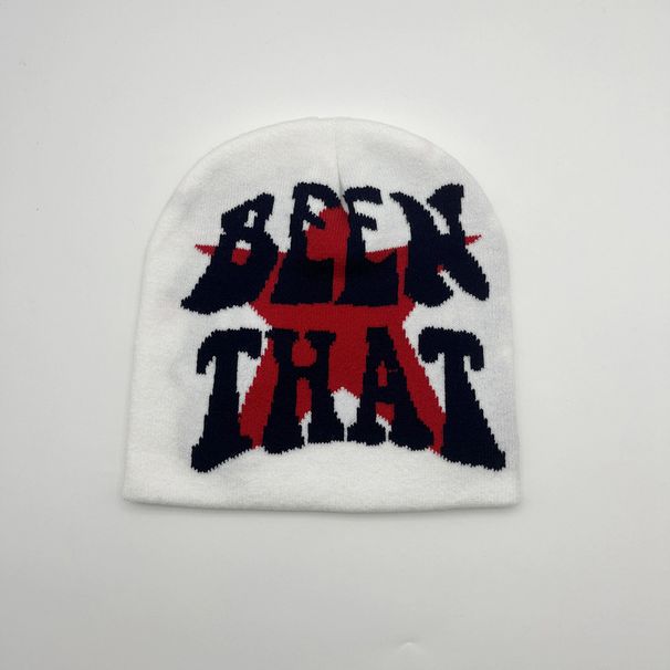 Men's Hats BEEN THAT Letter Beanie Y2K Autumn And Winter Warm Knitted Hat Popular Hat_voghion.com