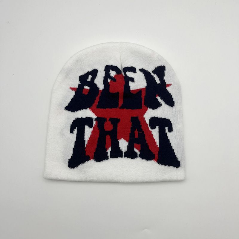 Men's Hats BEEN THAT Letter Beanie Y2K Autumn And Winter Warm Knitted Hat Popular Hat_voghion.com