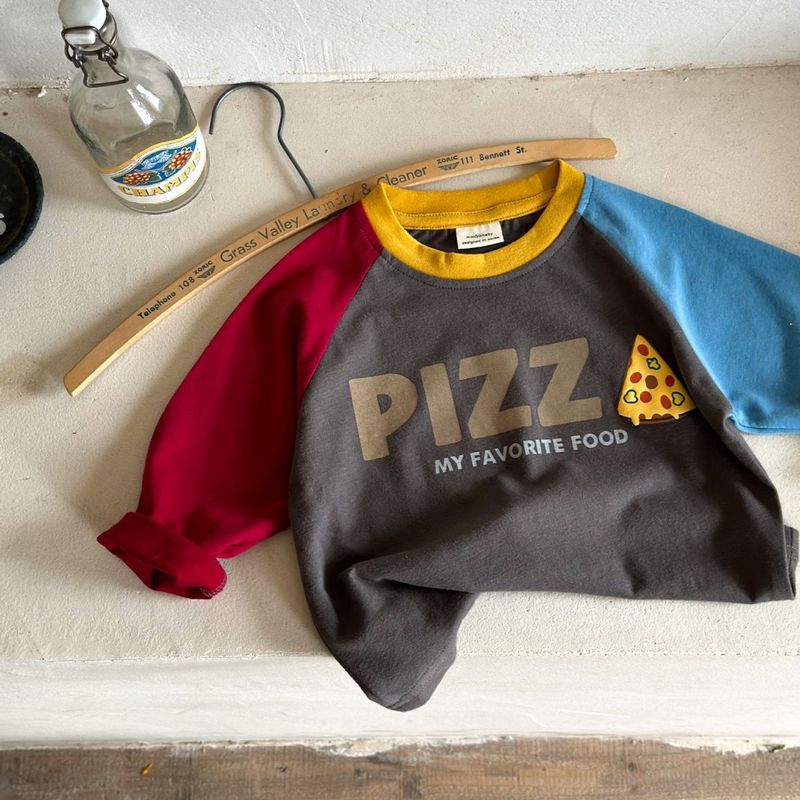Chenma Kinder T-shirt met lange mouwen, herfst, nieuwe Koreaanse stijl, cartoonletterkleurblok, raglanmouwen, basisshirt voor jongens_voghion.com