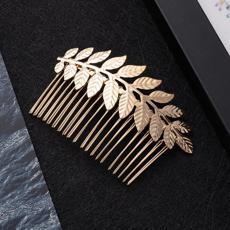 Trendy Golden Leaf Butterfly Legierung Haarkamm Metall Kopfschmuck_voghion.com