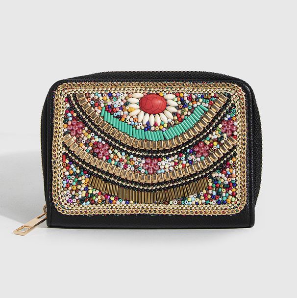 Pung Pung Clutch Taske Bohemian Style Risperler Sommerfugl Blomster Udsøgt Pu Lynlås Kort Taske Lille Pung Pung Til Kvinder_voghion.com