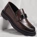 Euro Step Korean Leather Business Casual Slip-On British Style Shoes Round Toe Hand-Scrubbed Texture Trendy Men's Loafers_voghion.com