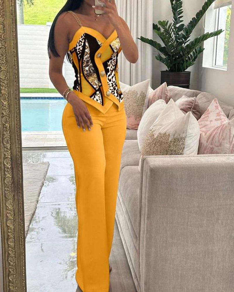 Fashionable Double-breasted Suspender Suit For Women, Commuter Casual Suit_voghion.com