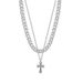Collana con croce a doppio strato per donna, ciondolo cubano unico, accessorio hip-hop in stile Ins, clavicola alla moda per uomo_voghion.com
