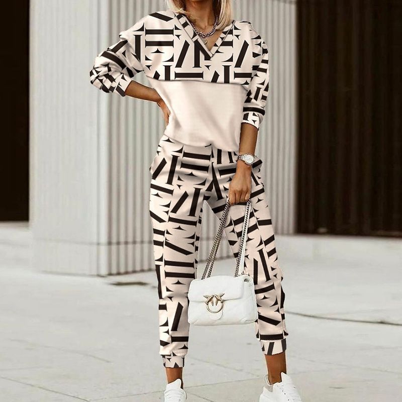Women's fashion long-sleeved slim-fit hoodie pantsuit_voghion.com