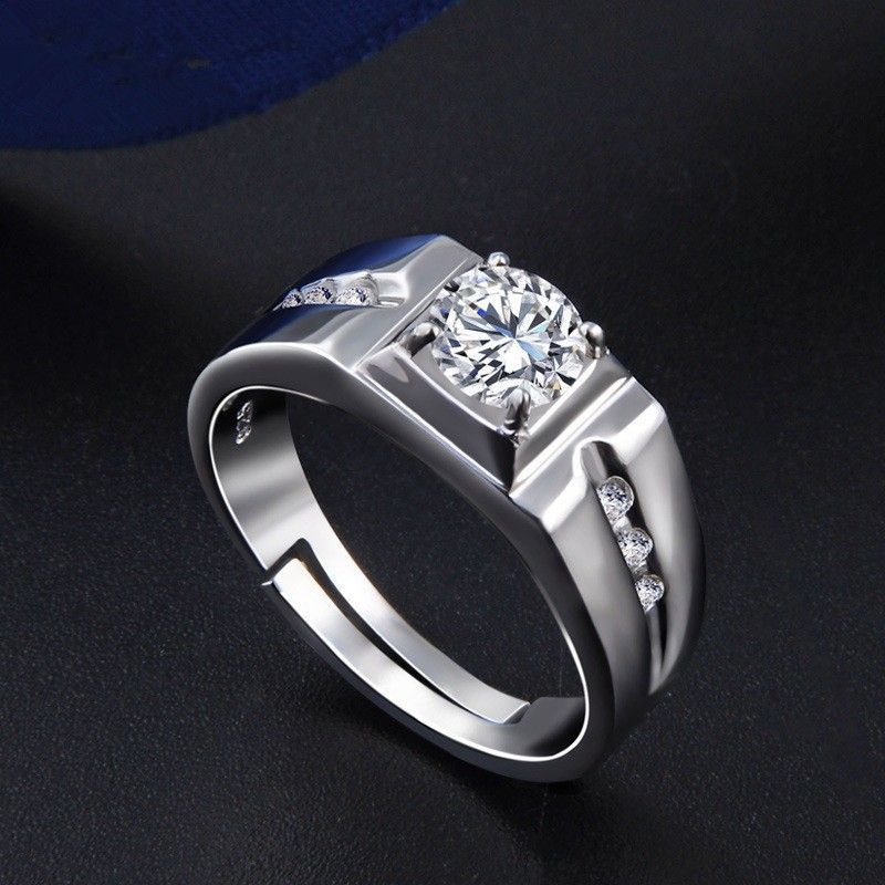 Accessori da uomo, anello con diamanti simulati, gioielli alla moda in zircone con moissanite tempestata di diamanti_voghion.com