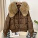 Women's Clothing oversized raccoon fur collar winter women's short thickened  winter coats jacket flat coat_voghion.com