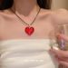 Collana con ciondolo a forma di cuore in cristallo rosso, in vendita, con catena per clavicola alla moda, accessorio versatile_voghion.com
