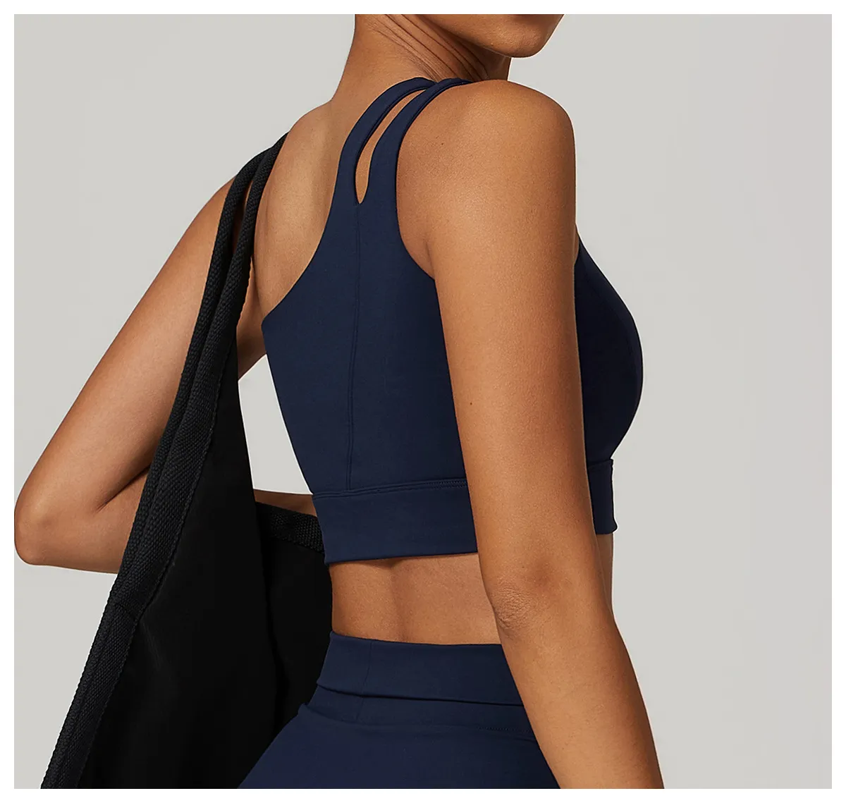 Women's Clothing Nude Oblique One Shoulder Beautiful Back Yoga Bra Elastic Quick Drying Sports Underwear Running Fitness Vest_voghion.com