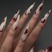 Hosszú Stiletto 24 db-os Műköröm Halloween Mandula Műköröm Vér Mintával Hordható Nyomható Körmök Ovális Ful_voghion.com