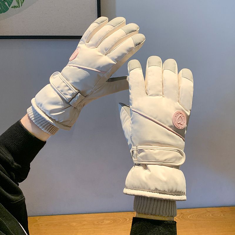 Women's Winter Ski Gloves, Fleece-Lined, Thickened, Warm, Snow Play, Waterproof, Windproof, Full Palm, Non-Slip,_voghion.com