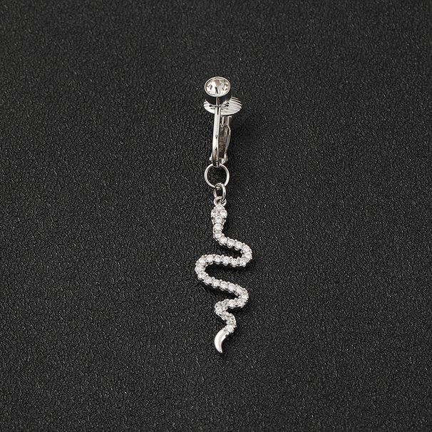 New Long Tassel Rhinestone Drop Belly Button Eing for Women Snake Shape Crystal Dangle Belly Button Eing Jewelry Gifts_voghion.com