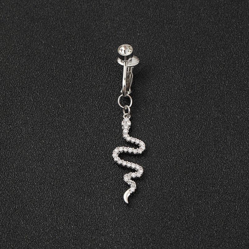 Nouveau Long gland strass goutte nombril Eing pour les femmes serpent forme cristal Dangle nombril Eing bijoux cadeaux_voghion.com