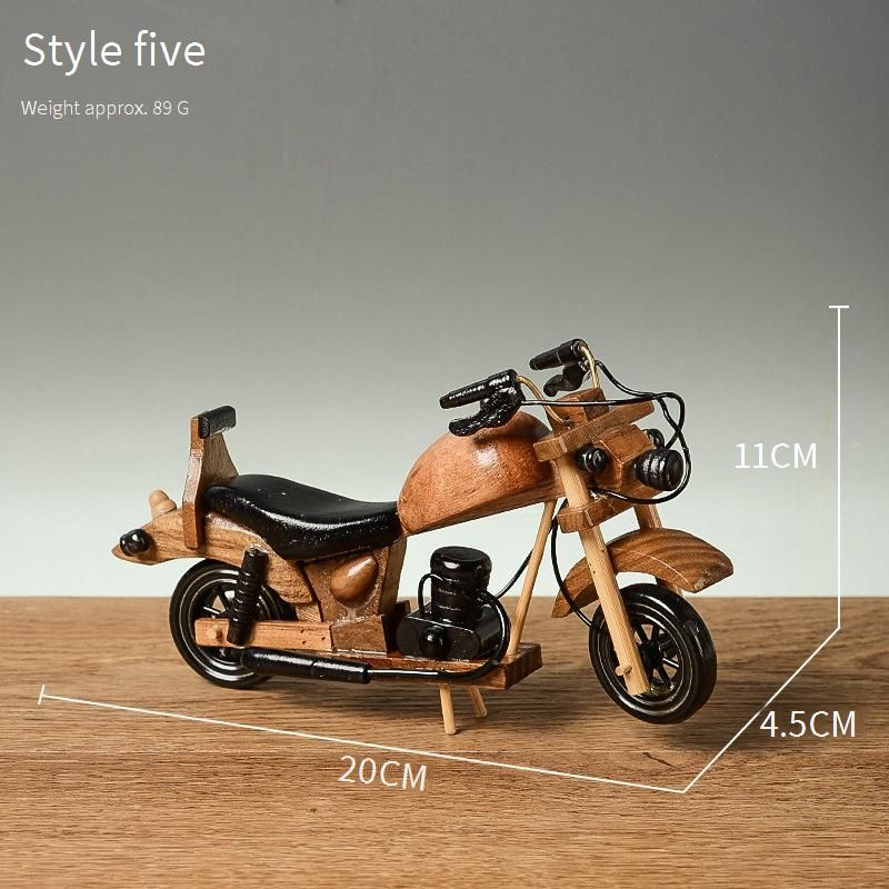 Modello di motocicletta d'epoca in legno - Decorazione da scrivania artigianale per casa e ufficio (scultura in legno in stile retrò e idea regalo unica)_voghion.com