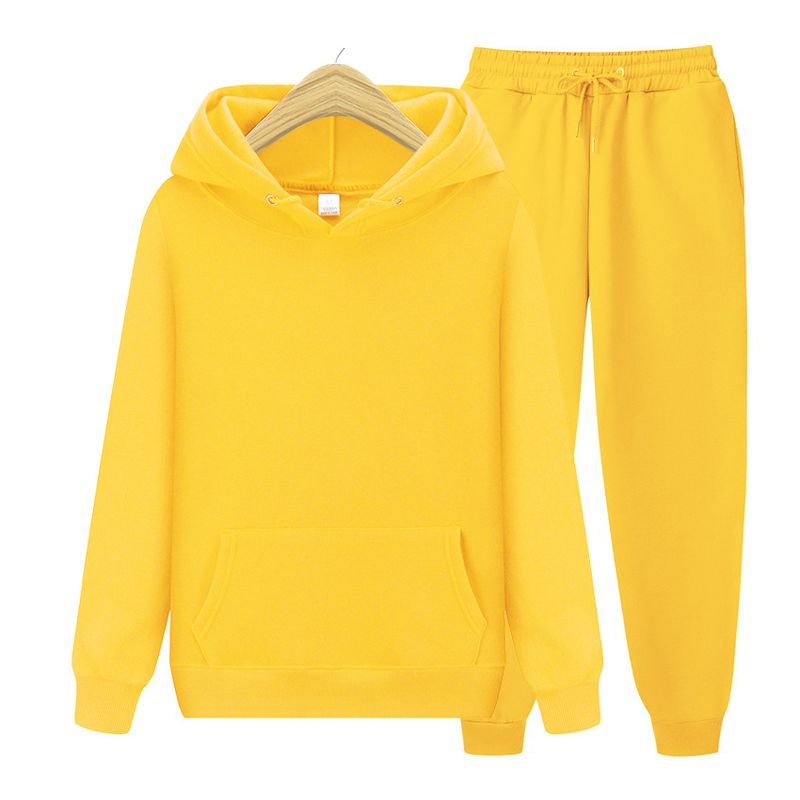 2023 New European Solid Color Pullover Sports Sweater Set Fleece Men's Hoodie_voghion.com
