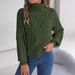 2025 Herbst Winter Casual Solid Color Button Zopfmuster High Neck Laterne Ärmel Pullover Pullover Damenmode_voghion.com