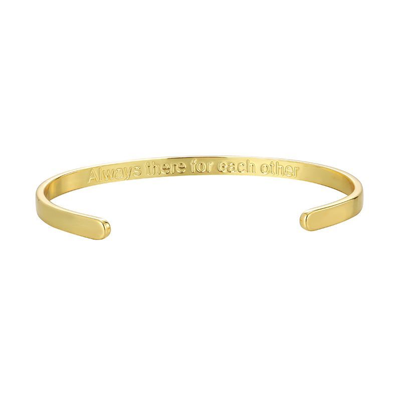 Damenschmuck Modetrend 18 Englische Gravurarmbänder Vergoldet Einfaches Vielseitiges Offenes Armband_voghion.com
