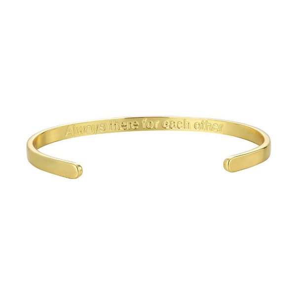 Damenschmuck Modetrend 18 Englische Gravurarmbänder Vergoldet Einfaches Vielseitiges Offenes Armband_voghion.com