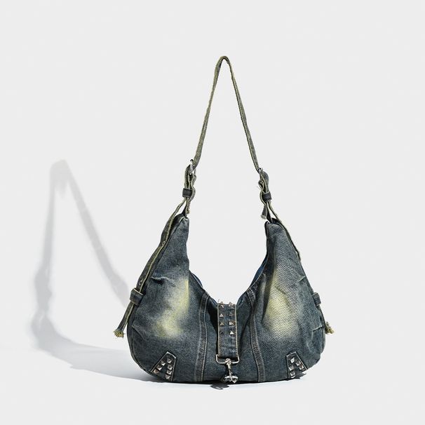 gewaschen Denim Nieten American Fashion gefüttert Schulter Pendler Crossbody Tasche 2025 Frühling und Sommer neue hundert Casual_voghion.com